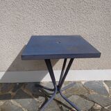Blue Tolix pedestal table