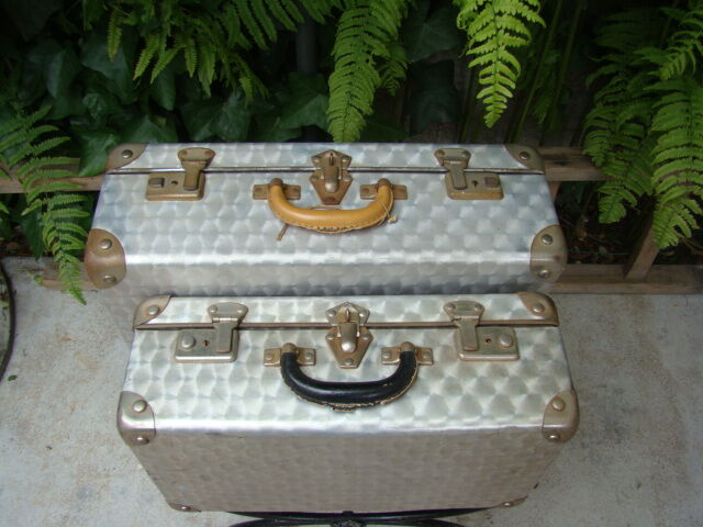 Lot of two old aluminum suitcase