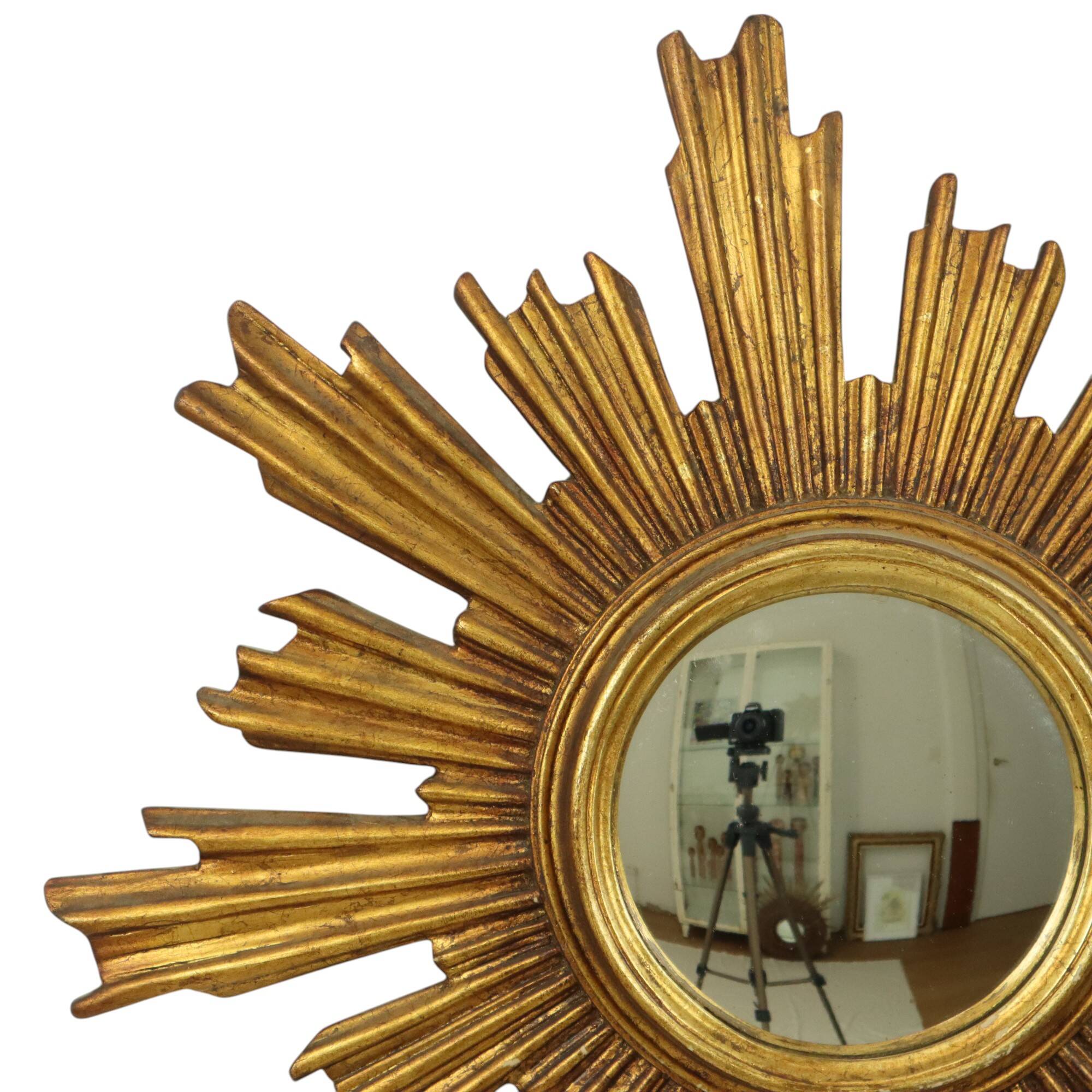 Large Sun Mirror Gold Leaf Gilded Sunburst Mirror 54cm