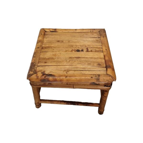 Table à plantes vintage en bambou couleur tortue, milieu du siècle