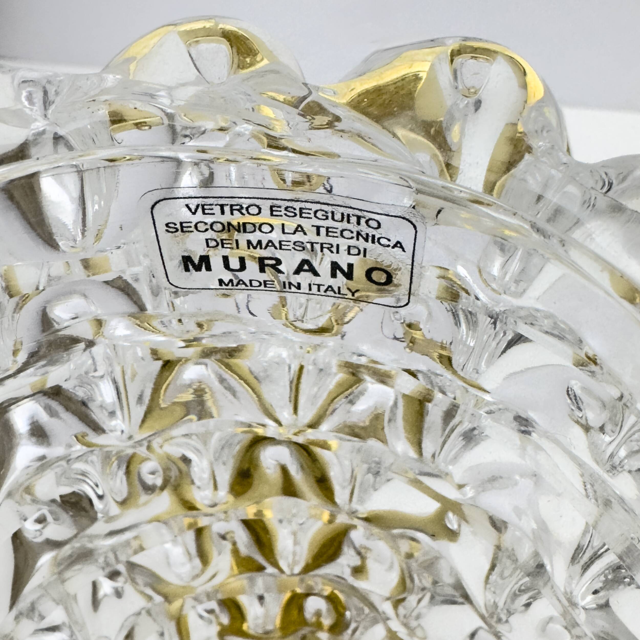 Barovier & Toso Art Dèco Style Brass and Rostrato Murano Glass Sconces, Pair