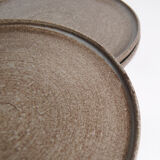 Set of 4 bowls and 4 plates by Thèrèse Bataille for the workshop of Dour 1970s