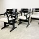 Chaises de salle à manger en bois noir du milieu du siècle, années 1970