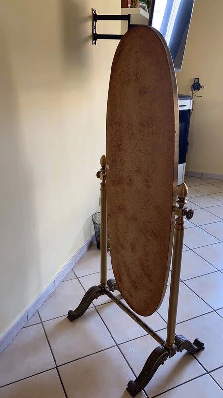 Golden brass psyche mirror