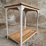 Industrial table side table iron with oak
