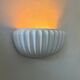 Vintage white earthenware wall lamp, shell, France 1970