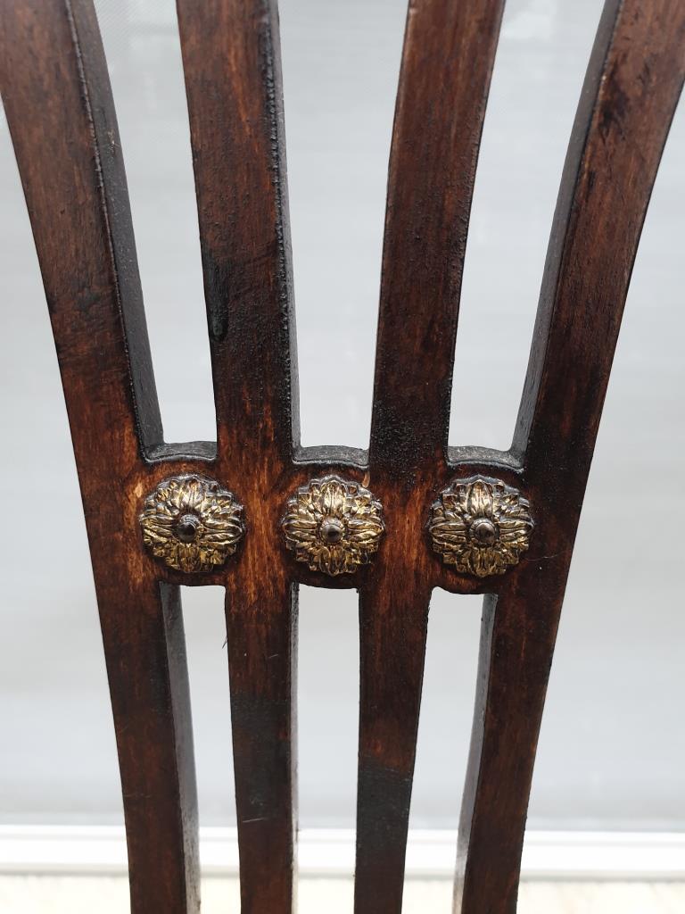 Chair canned 1900 marquetry and bronze louis XVI style
