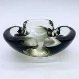 Murano ashtray, black and smoky grey, 1970