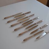 12 art deco table knives silver metal 25 cm monogram AR
