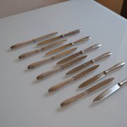 12 art deco table knives silver metal 25 cm monogram AR