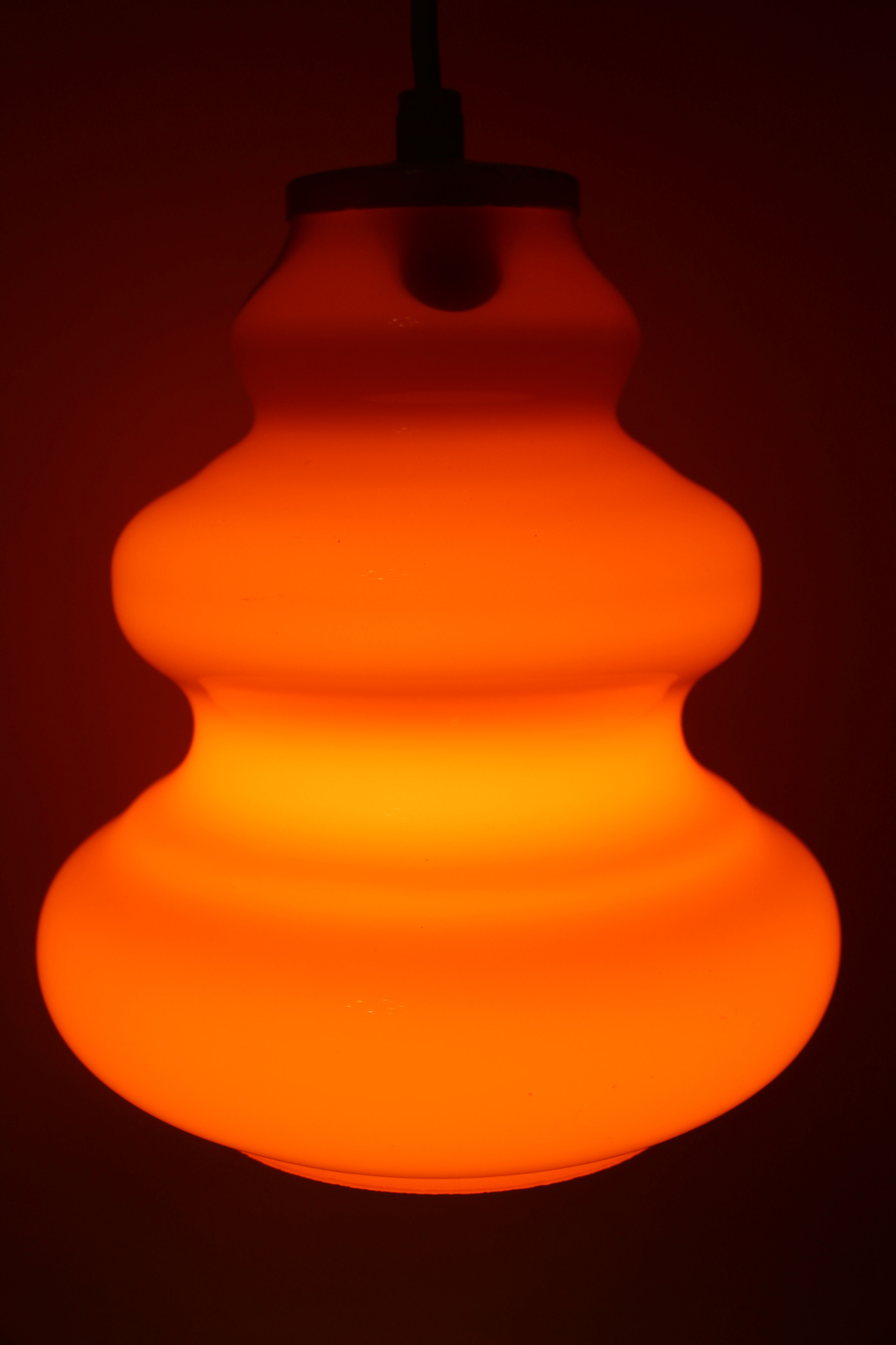 Orange opaline pendant lamp 70's