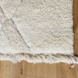 Berber carpet Beni Ouarain plain cream patterns in relief 196x172