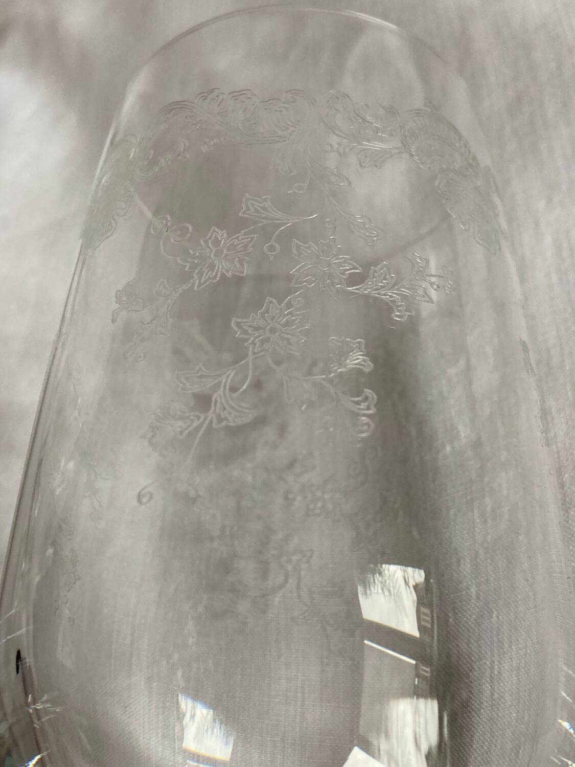 Engraved crystal tall glasses