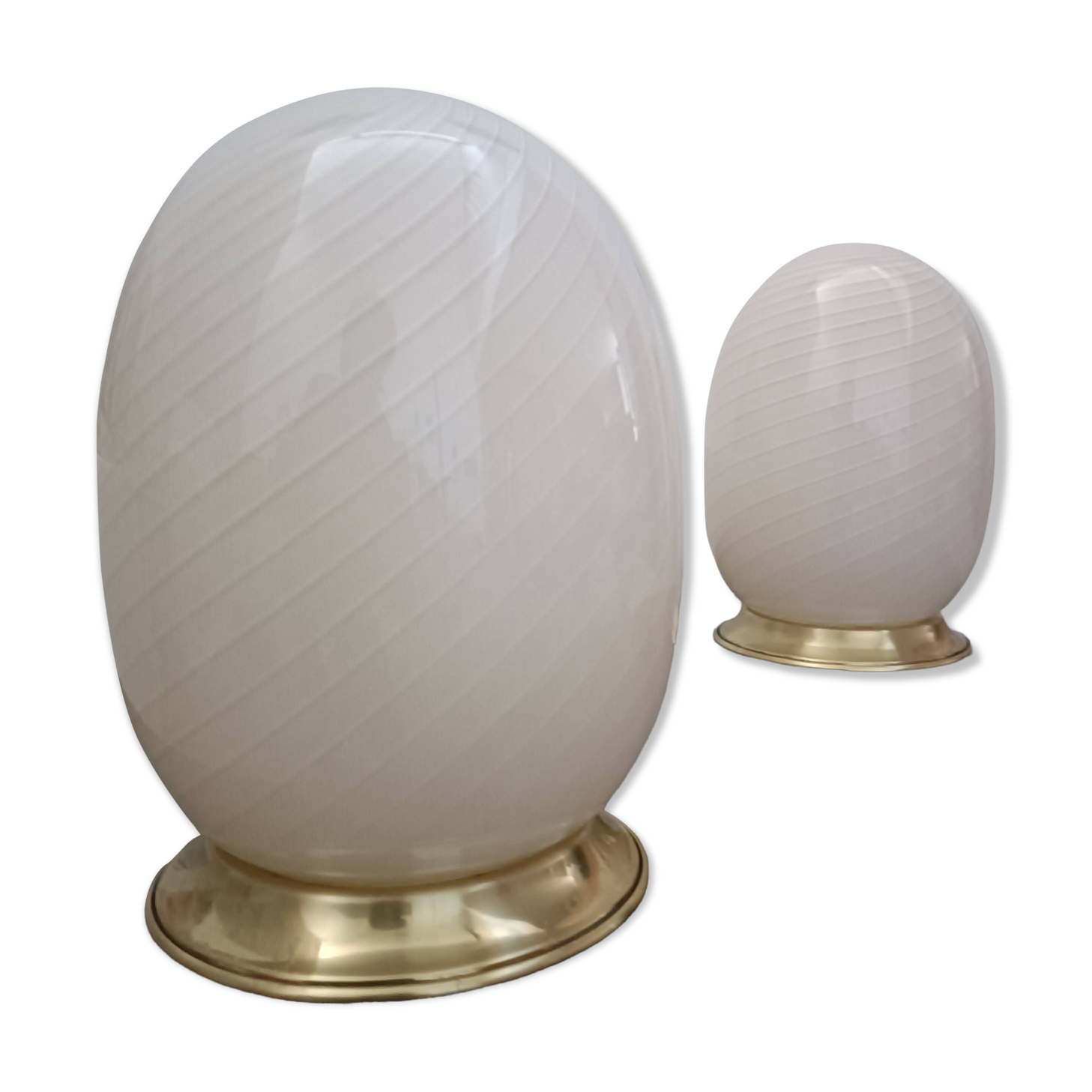 Pair of Eggs lamps, Murano glass, 1970s