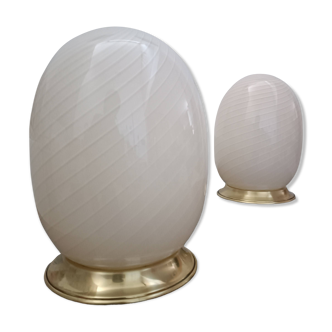 Pair of Eggs lamps, Murano glass, 1970s
