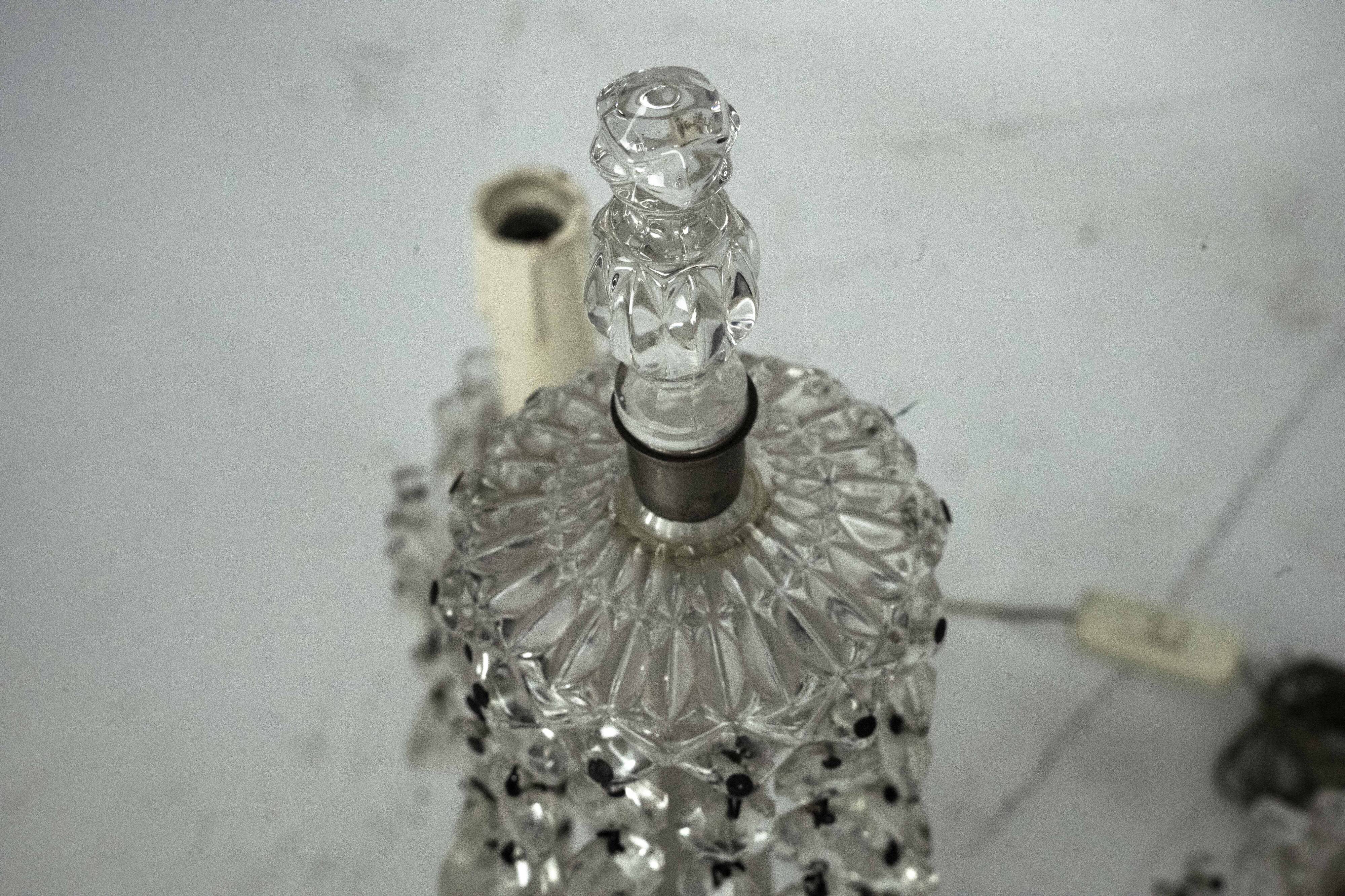 Lampes de table en cristal Maria Theresa avec candélabres. Ensemble de deux. Italie, années 1940.