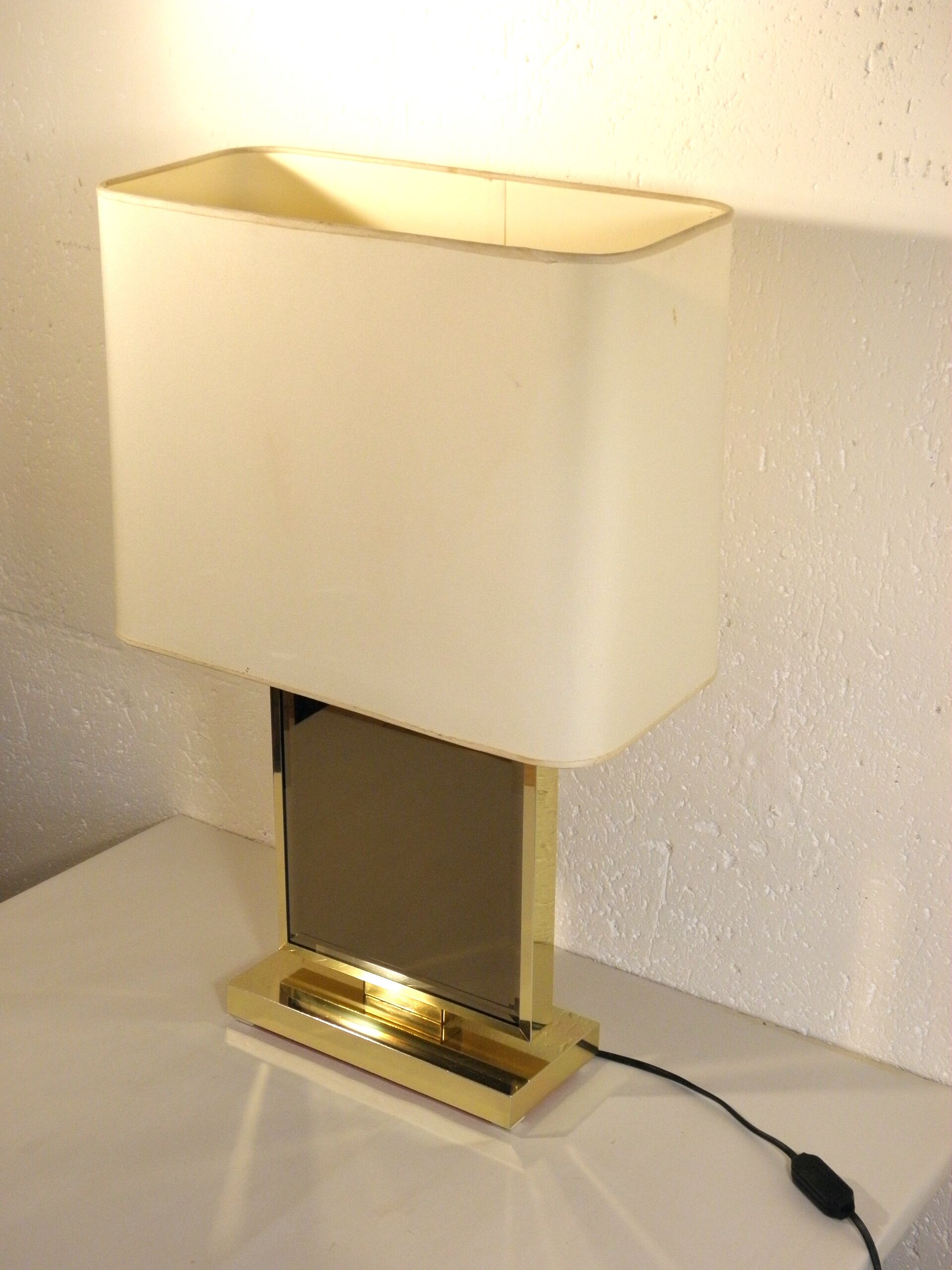 Mirror table lamp and brass 70s