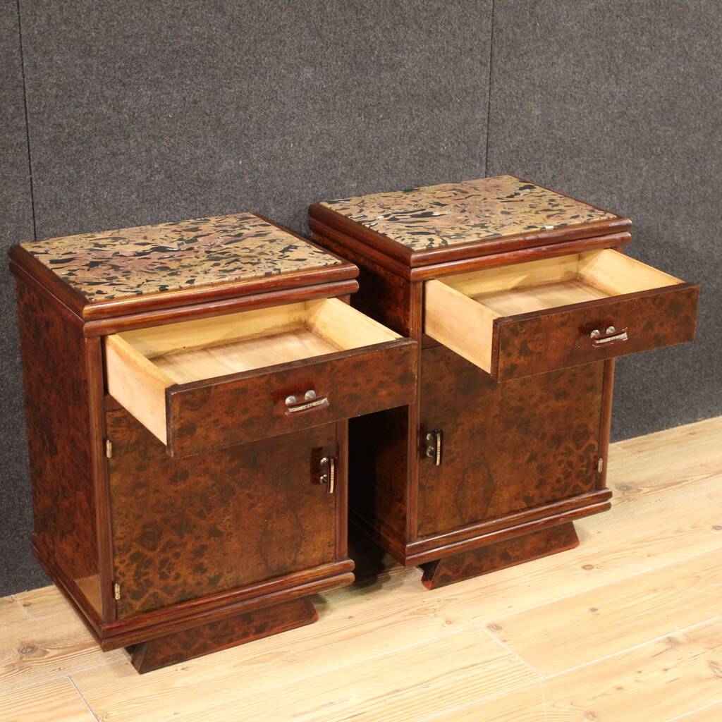Pair of Italian Marble Top Nightstands from the 20th Century