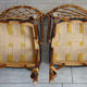 Pair of rattan and black skai bamboo chairs, 60s