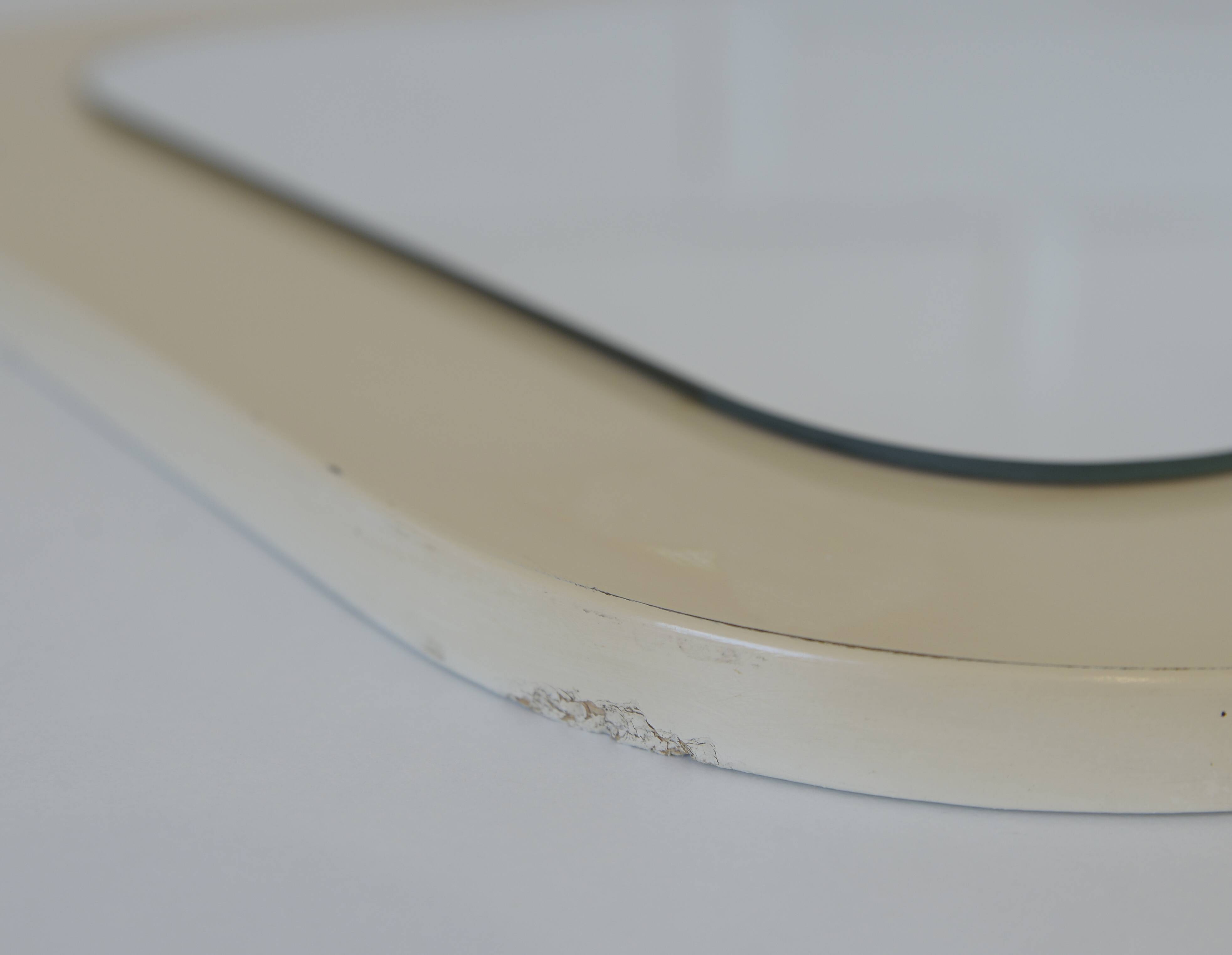 Miroir vintage blanc de style scandinave Meblo, milieu du siècle moderne, années 1970