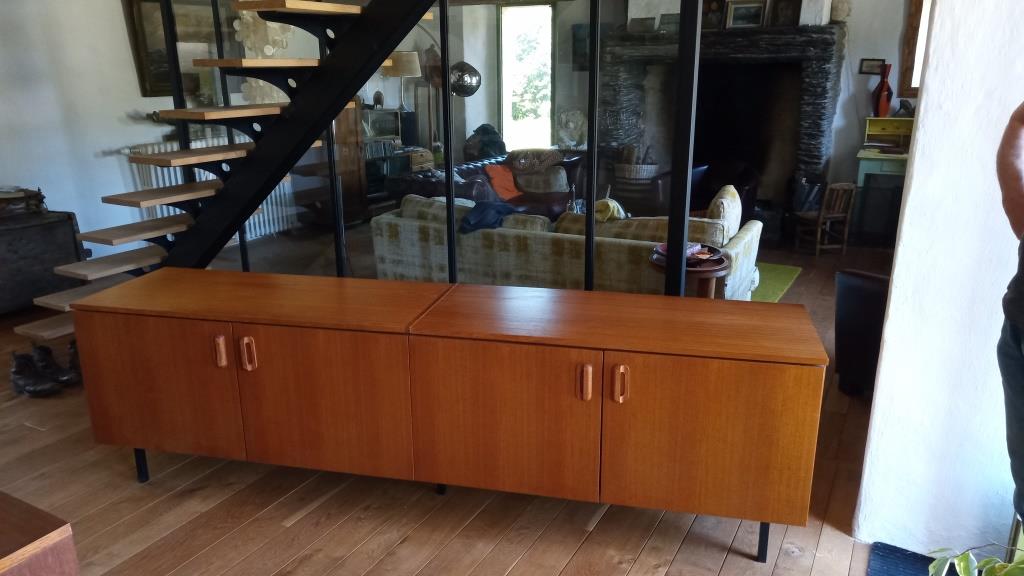 Teak veneer sideboard