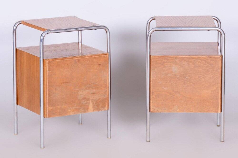 Bauhaus Chrome Bedside Tables attributed to R. Slezák, Former Czechoslovakia, 1930s, Set of 2