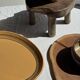 Large oval Sarreguemines stoneware dish with brown border 27x37