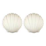 Pair of Shell-Shaped Opaline Glass Wall Lights/Sconces from Limburg, Germany, 1970s