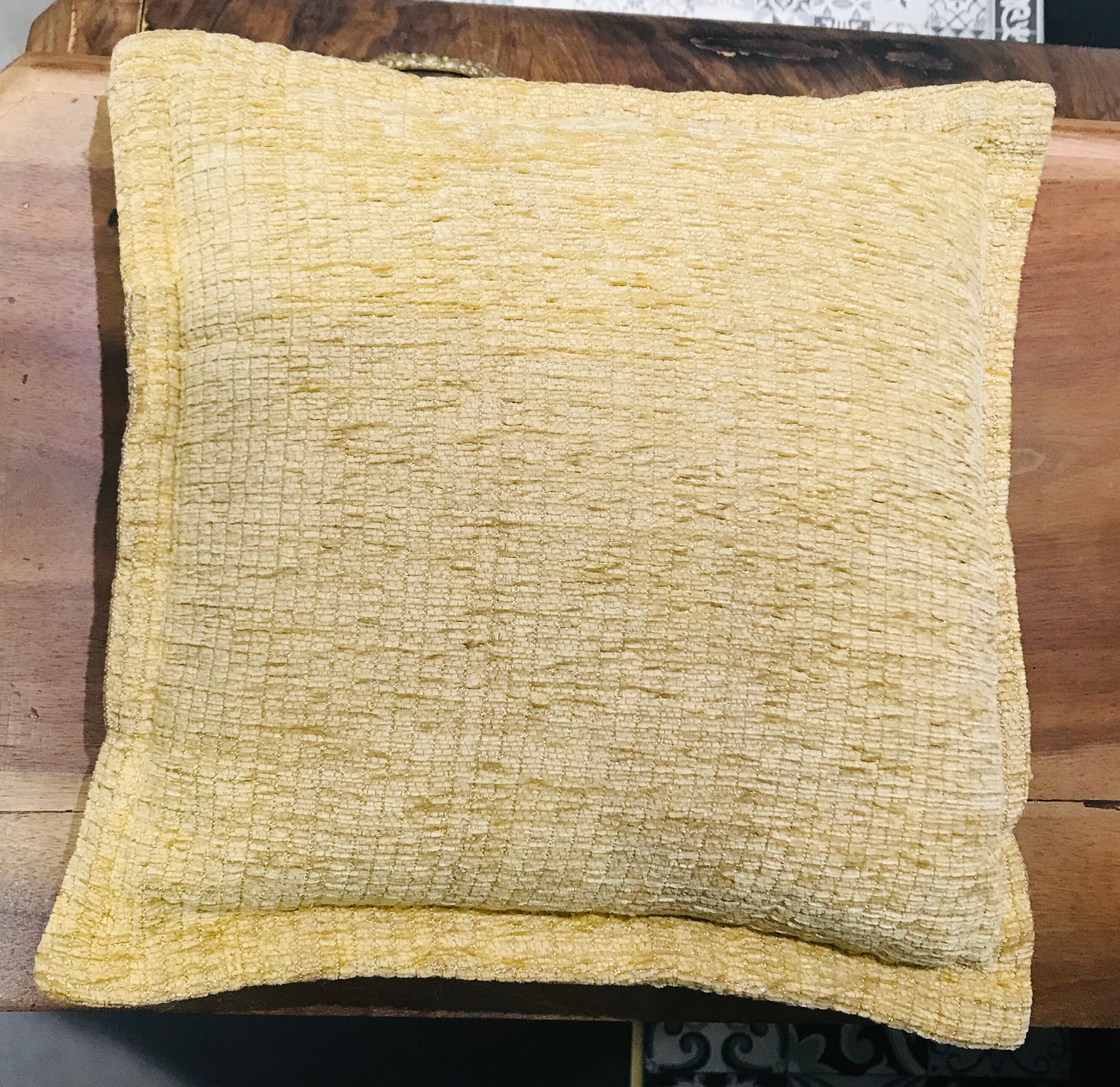 Mustard velvet cushion
