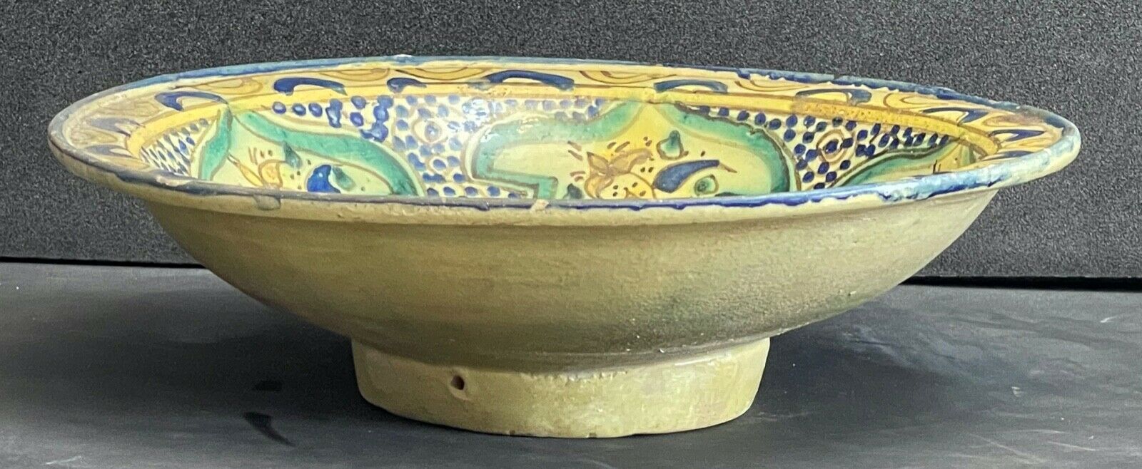 Large Dish Fez Morocco 19th 19th polychrome earthenware 35.3 cm