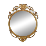 Round Brass Medallion Mirror, 1950s