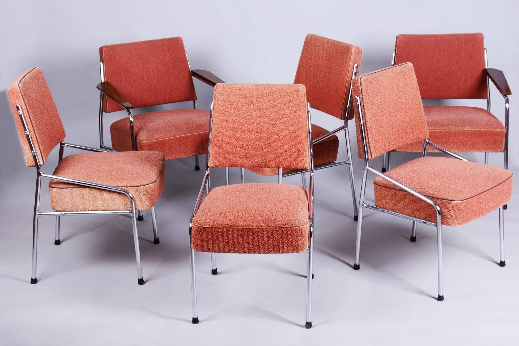 Bauhaus Chairs in Tubular Chrome-Plated Steel, Czech, 1940s, Set of 4