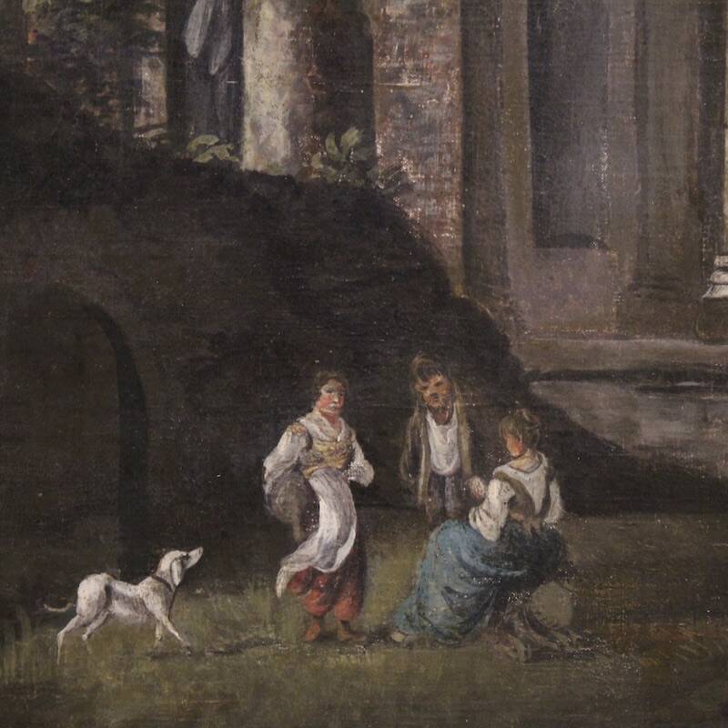 Peinture capriccio architecturale italienne du 20e siècle