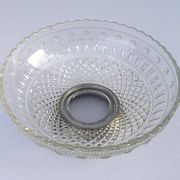 Glass and metal fruit bowl on pedestal, 1930s