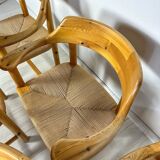 1970s Set of 6 Vintage Pine Dining Armchairs by Rainer Daumiller