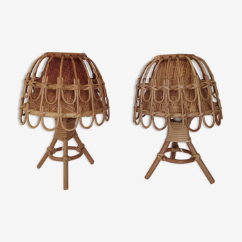 Lampes vintage en bambou