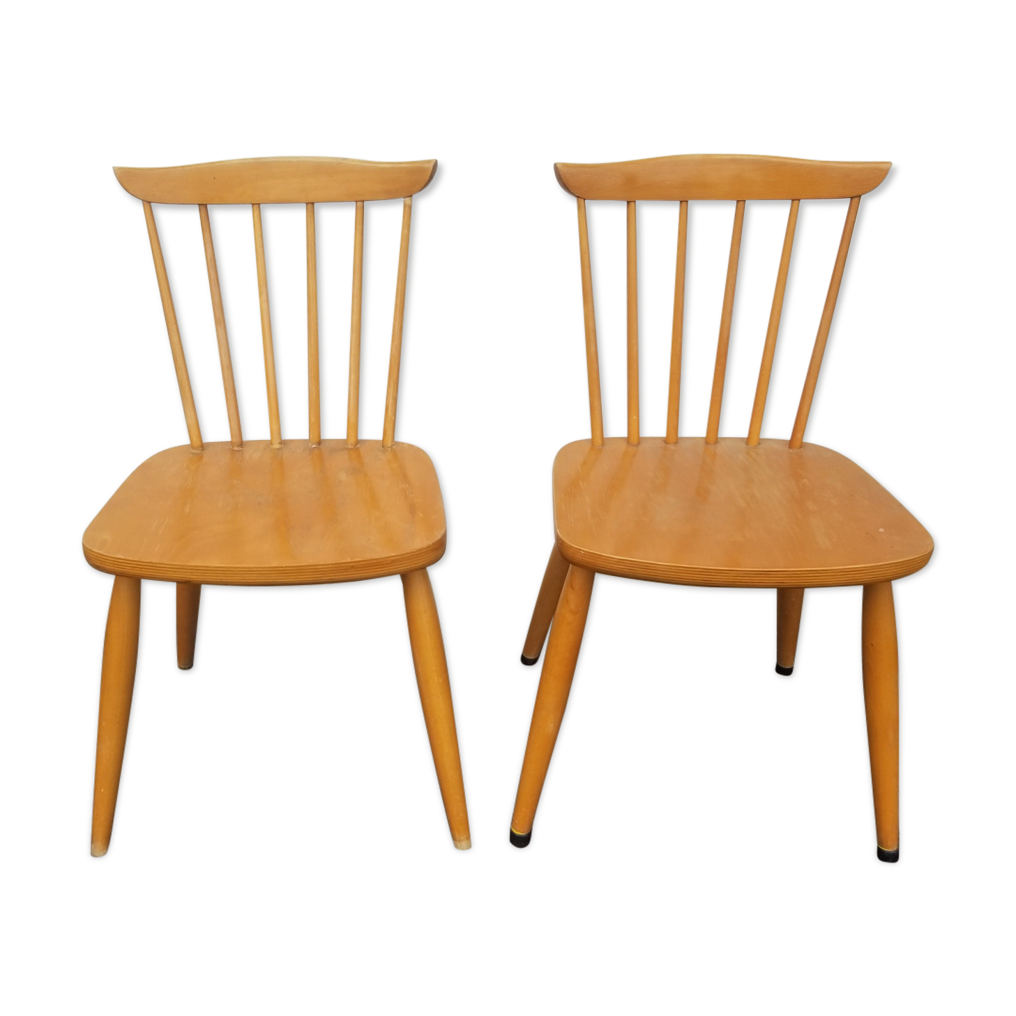 Pair of vintage Scandinavian chairs in solid beech
