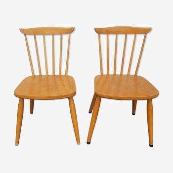 Pair of vintage Scandinavian chairs in solid beech