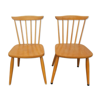 Paire de chaises vintage scandinaves en hêtre massif
