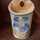 Salt stoneware vase signed jean claude monange blue flower place or hang
