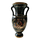 Vase Ancient Greek Amphora stamped. Motifs scenes of life from Greek mythology. Gold inlays
