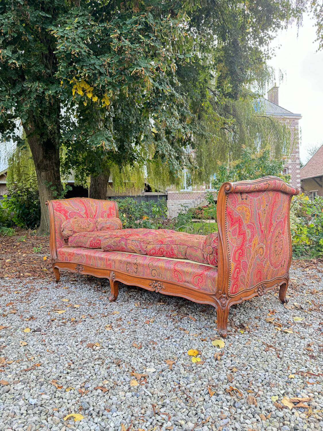 Bench, Daybed in Walnut, Louis XV Style, 19th Century