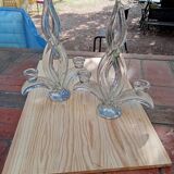 Pair of crystal candlesticks – 80s handcrafted design