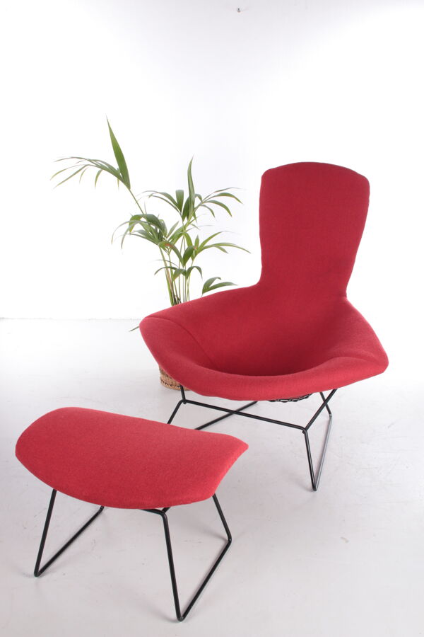Fauteuil avec pouf modèle Bird  Harry bertoia pour Knoll, années 1980