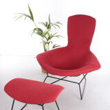 Design Harry bertoia for Knoll, Model Bird Armchair with Ottoman, 1980s