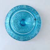 Bol ancien en verre, verre pressé turquoise, 19ème siècle