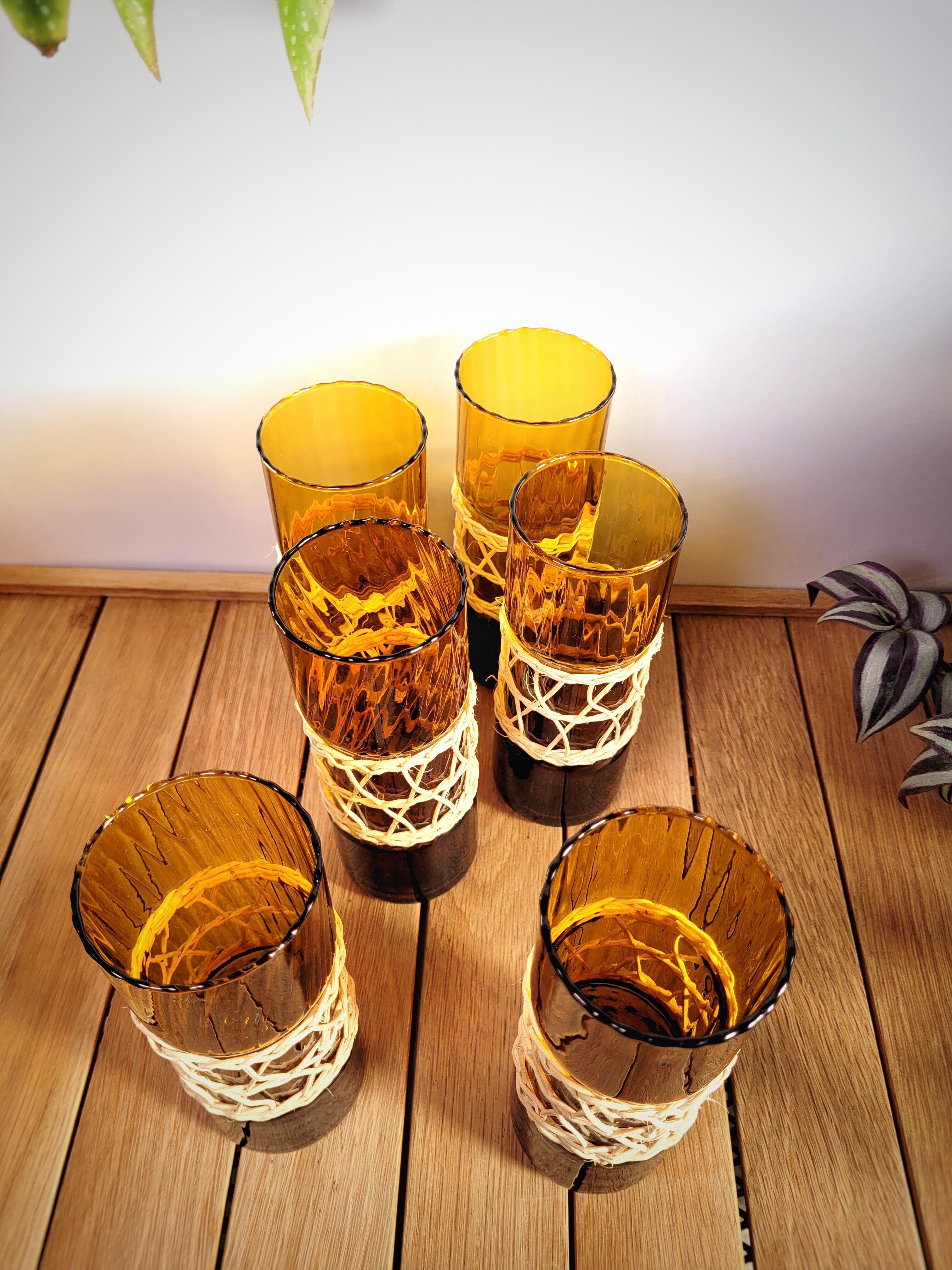 Amber & wicker glasses