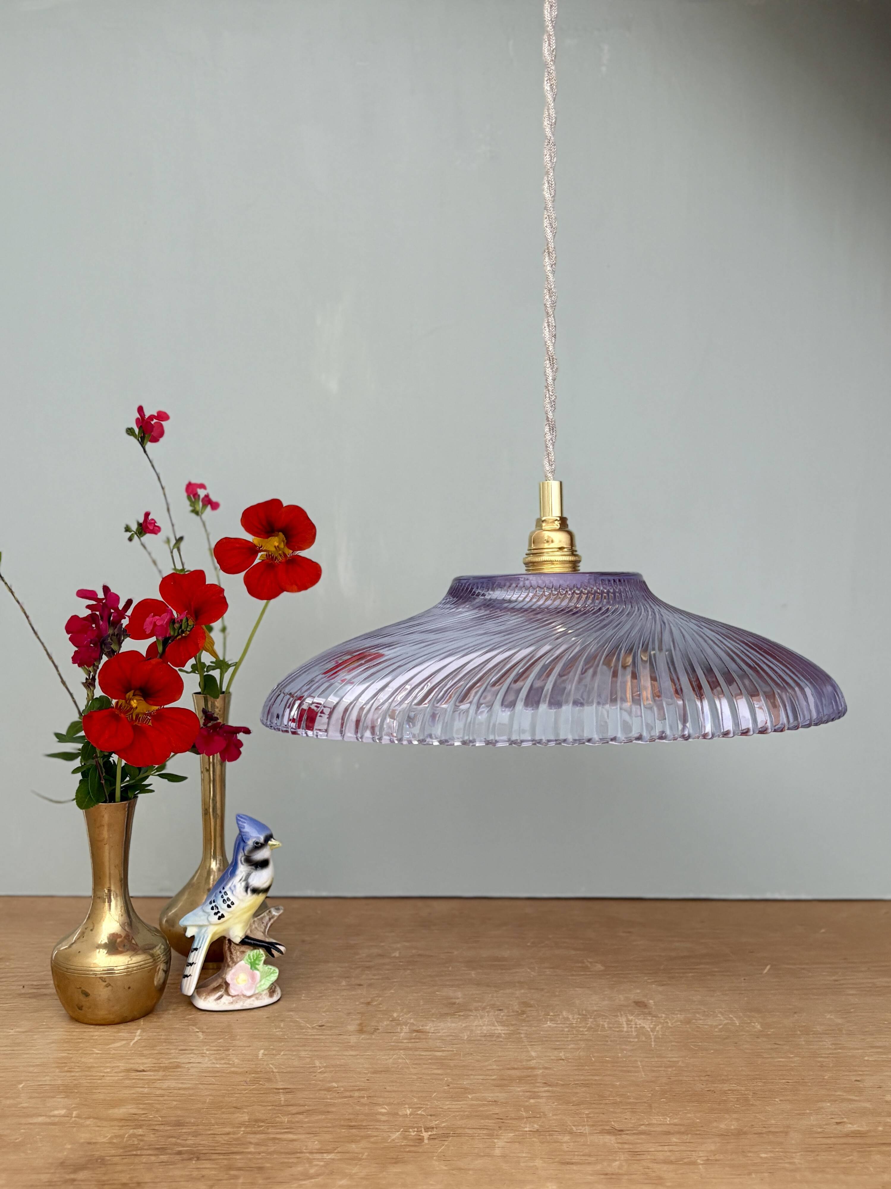 Vintage purple glass pendant light - tableware collection -