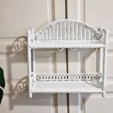 White woven wicker shelf