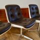 Set of 4 Executive Strafor shell chairs in leather, plastic and chrome 1970s